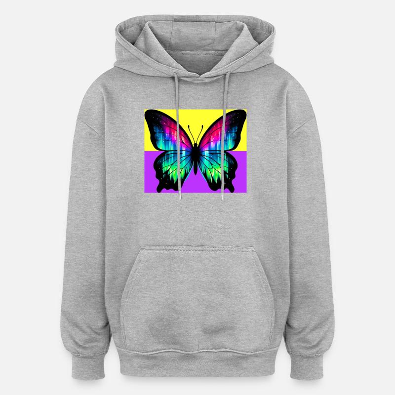 papillon - Sweat à capuche oversize unisexe - gris chiné