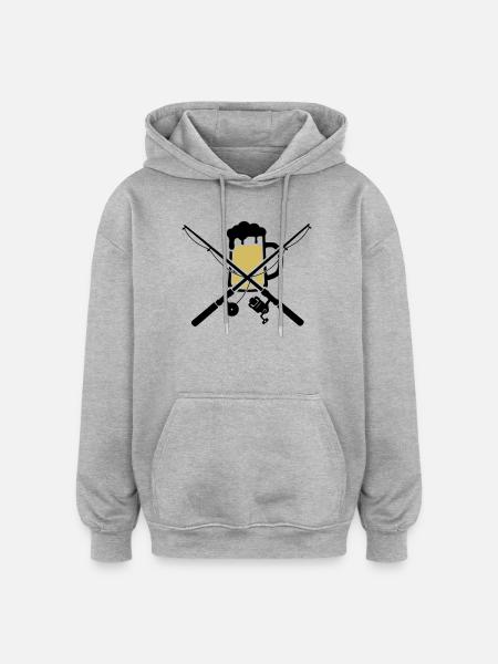 Angelruten Bierkrug Wappen - Oversized Unisex Hoodie - Grau meliert