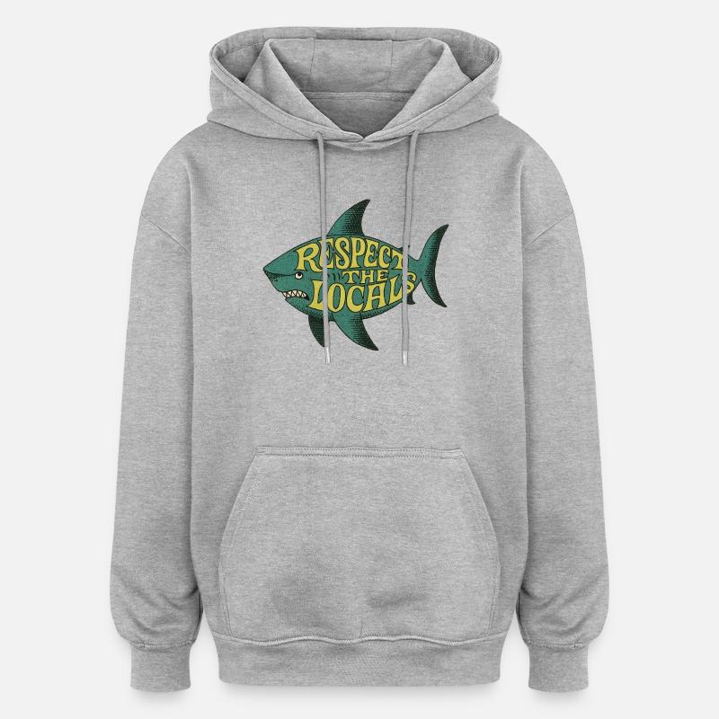 Respectez les locaux Fish Tee - Sweat à capuche oversize unisexe - gris chiné