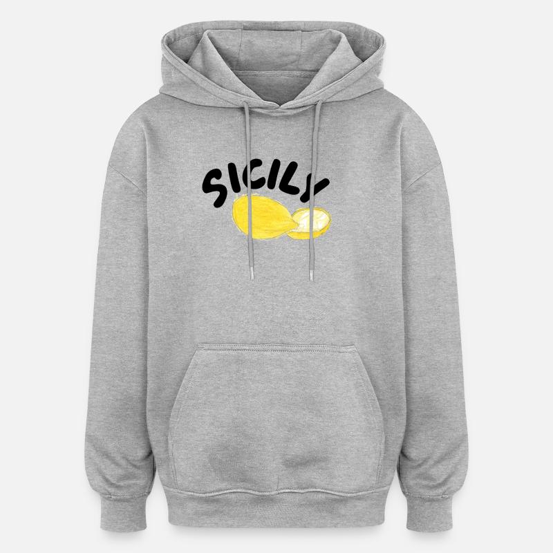 Illustration des citrons de Sicile - Sicile - Sweat à capuche oversize unisexe - gris chiné