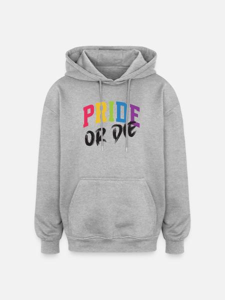 LGBT-Pride-Monat – Pride or Die - Oversized Unisex Hoodie - Grau meliert
