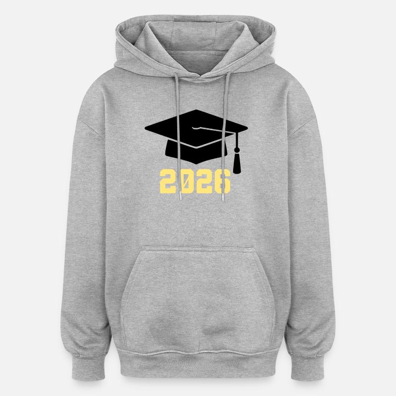 Diplômé 2026 Bachelor Hat - Sweat à capuche oversize unisexe - gris chiné