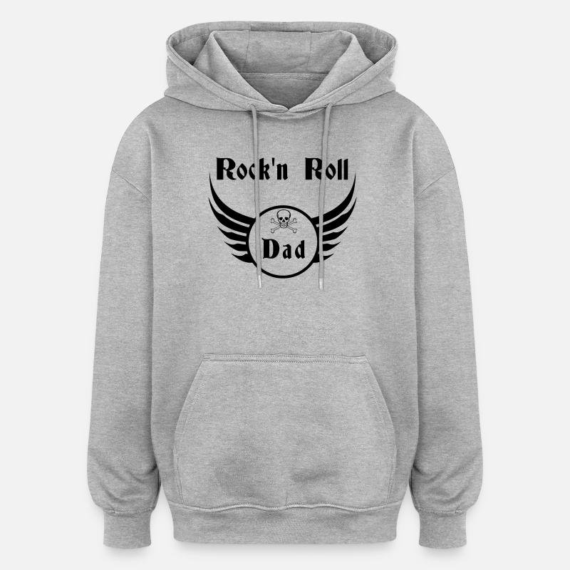 Dad Rock and Roll Skull Wings - Oversized Unisex Hoodie - Grau meliert