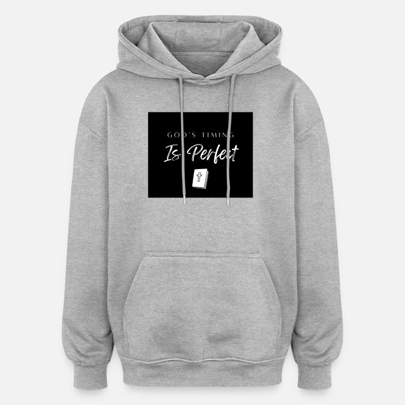 Gottes Timing ist perfekt - Oversized Unisex Hoodie - Grau meliert