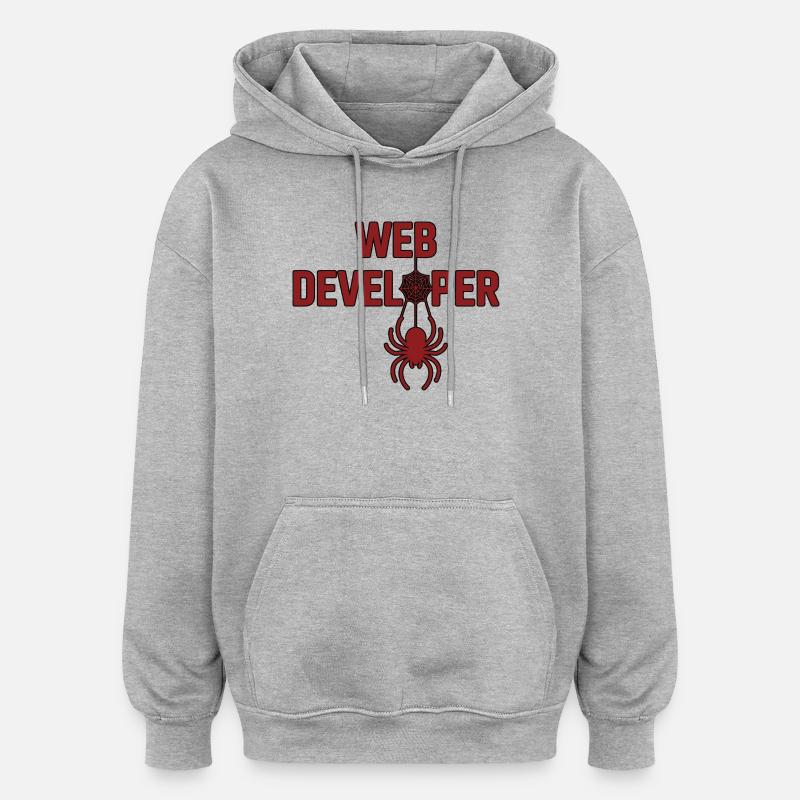Web Developer Spider Logo Shirt - Oversized Unisex Hoodie - heather grey