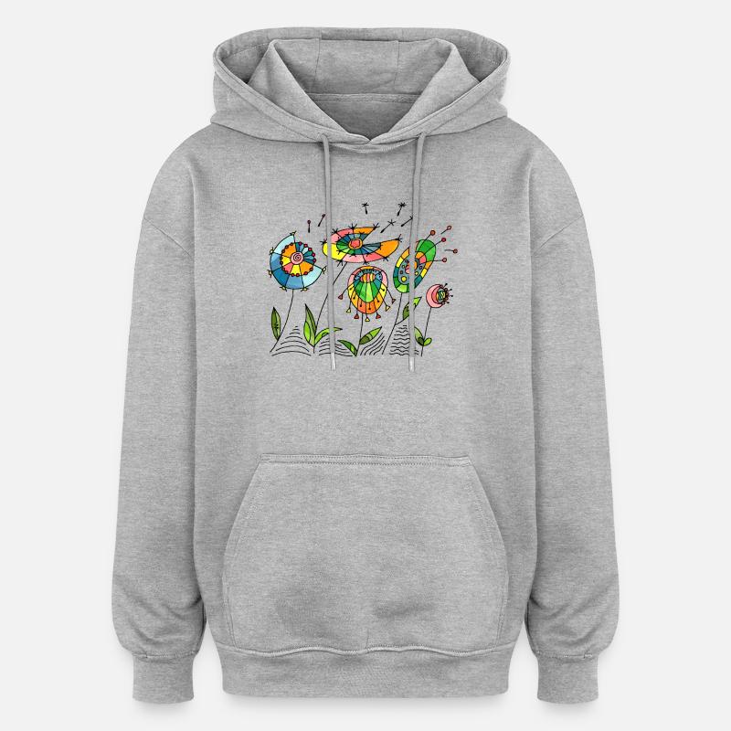 Blumen - Oversized Unisex Hoodie - Grau meliert
