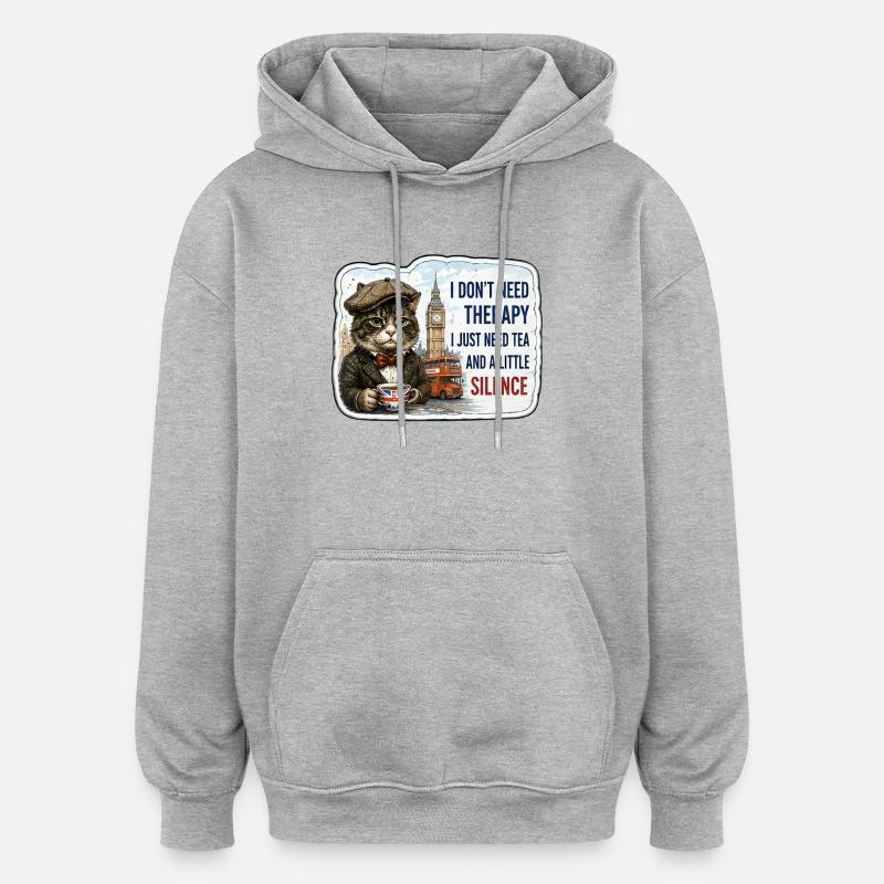 Tea and Silence - Oversized Unisex Hoodie - Grau meliert