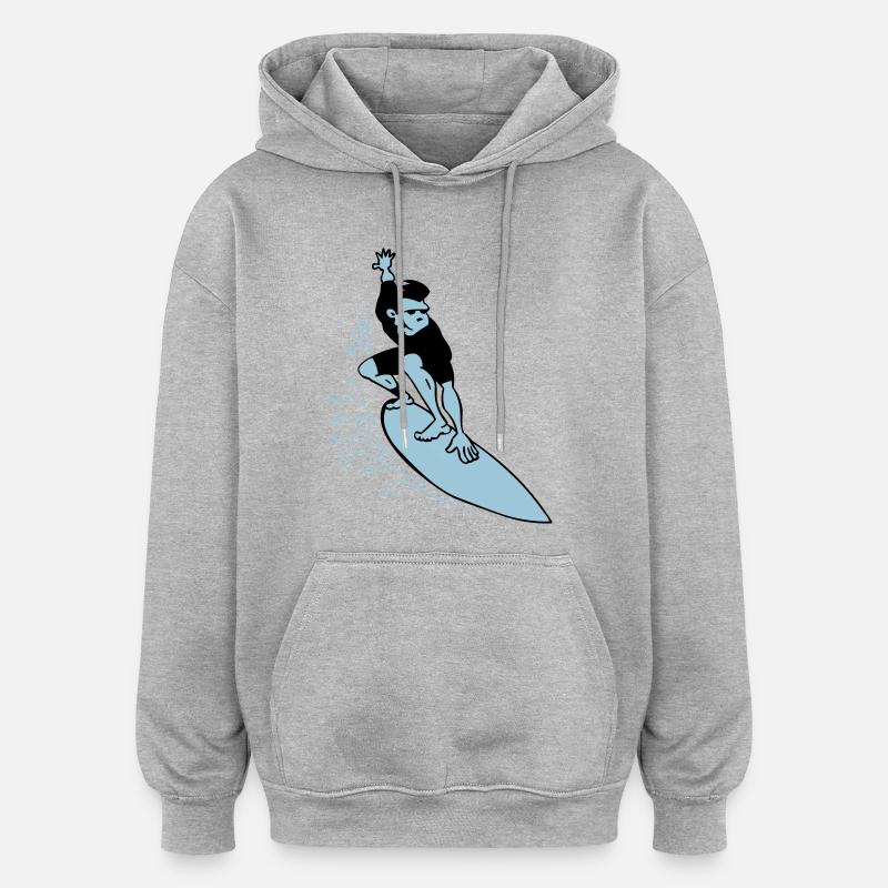 Surfer - Oversized Unisex Hoodie - Grau meliert