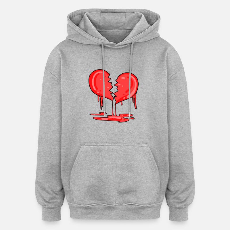 Gebrochenes Herz - Oversized Unisex Hoodie - Grau meliert