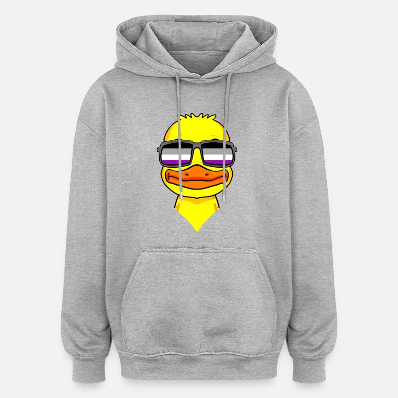 Asexual Lgbt Duck Asexualité - Sweat à capuche oversize unisexe - gris chiné
