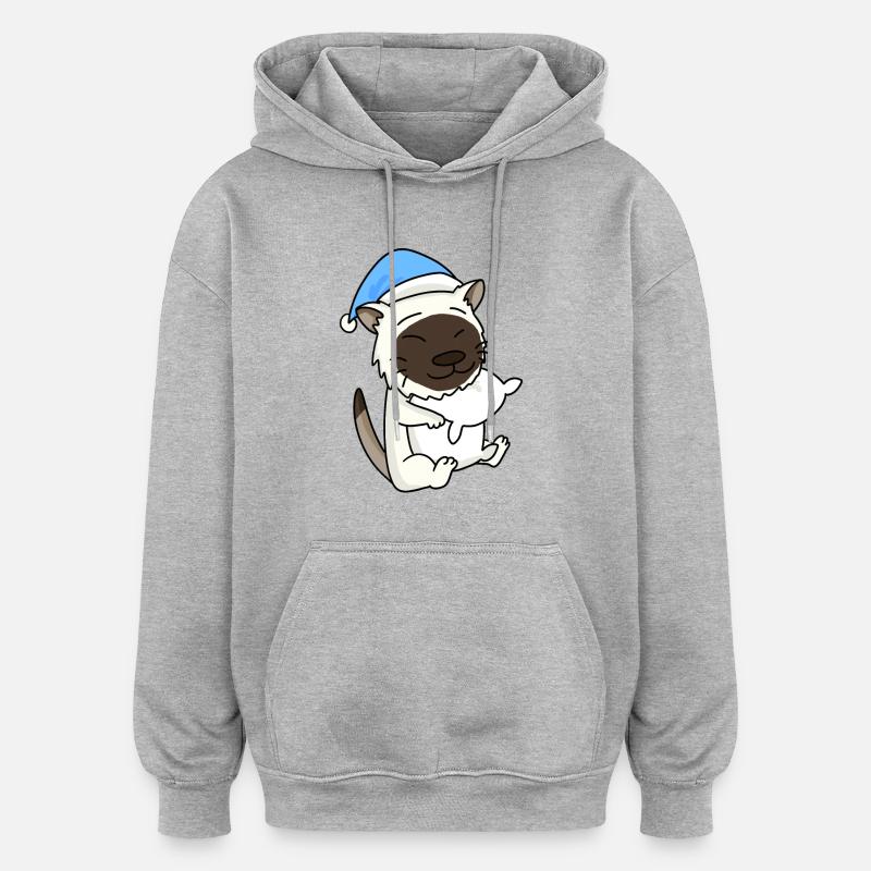 Chat race de chat Birmanie - Sweat à capuche oversize unisexe - gris chiné