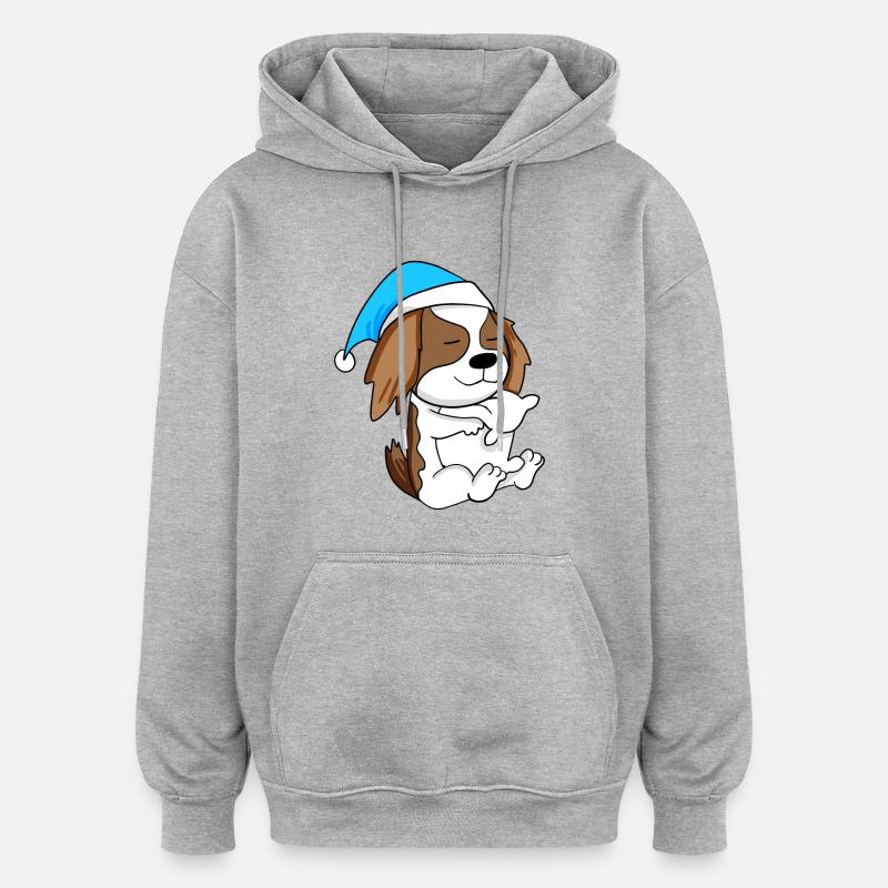 Chien de race Charles Spaniel - Sweat à capuche oversize unisexe - gris chiné