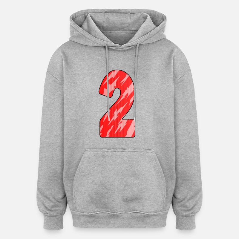 Number 2 Red Pattern - Oversized Unisex Hoodie - heather grey