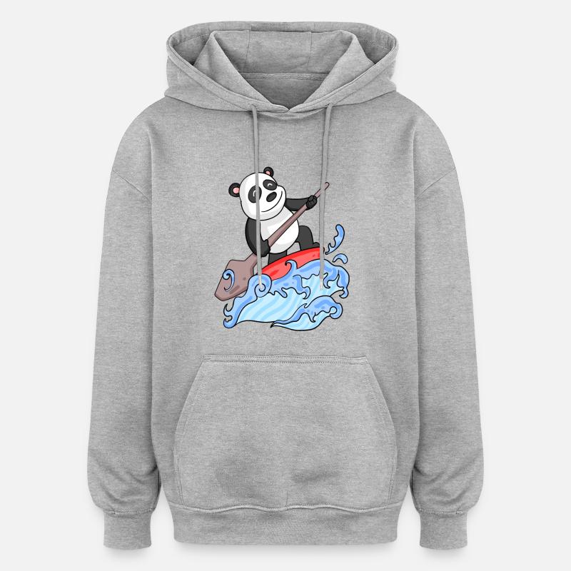 Stand Up Paddle Panda - Sweat à capuche oversize unisexe - gris chiné