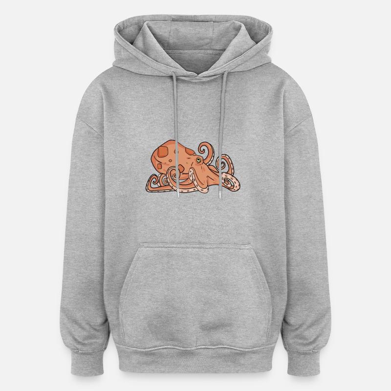 Octopus Octopus - Sweat à capuche oversize unisexe - gris chiné