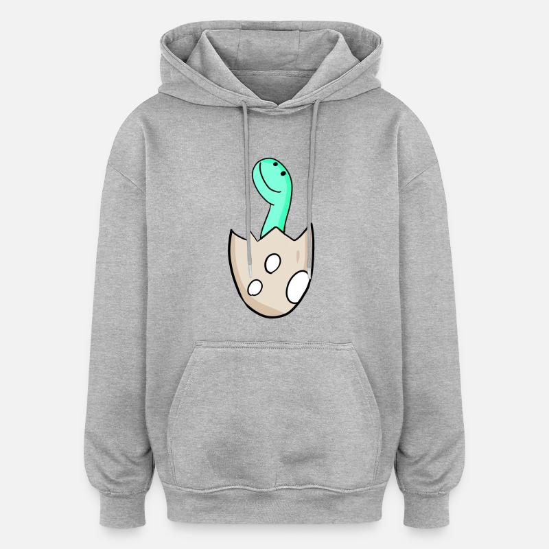Dinosaur Egg Dino Motif - Oversized Unisex Hoodie - heather grey