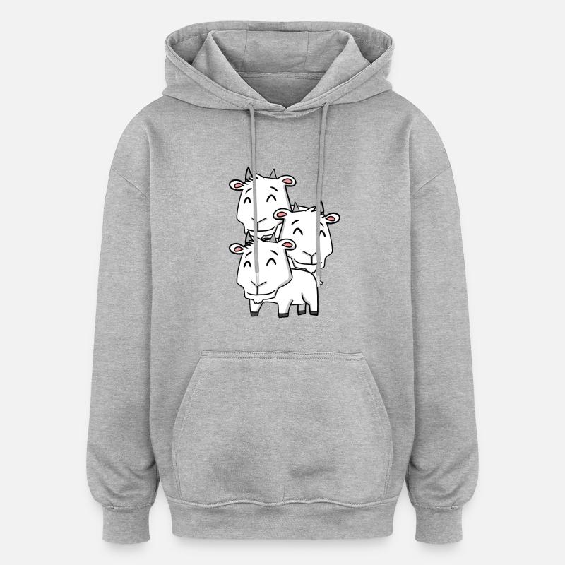 Chèvres mignonnes - Chèvre - Sweat à capuche oversize unisexe - gris chiné