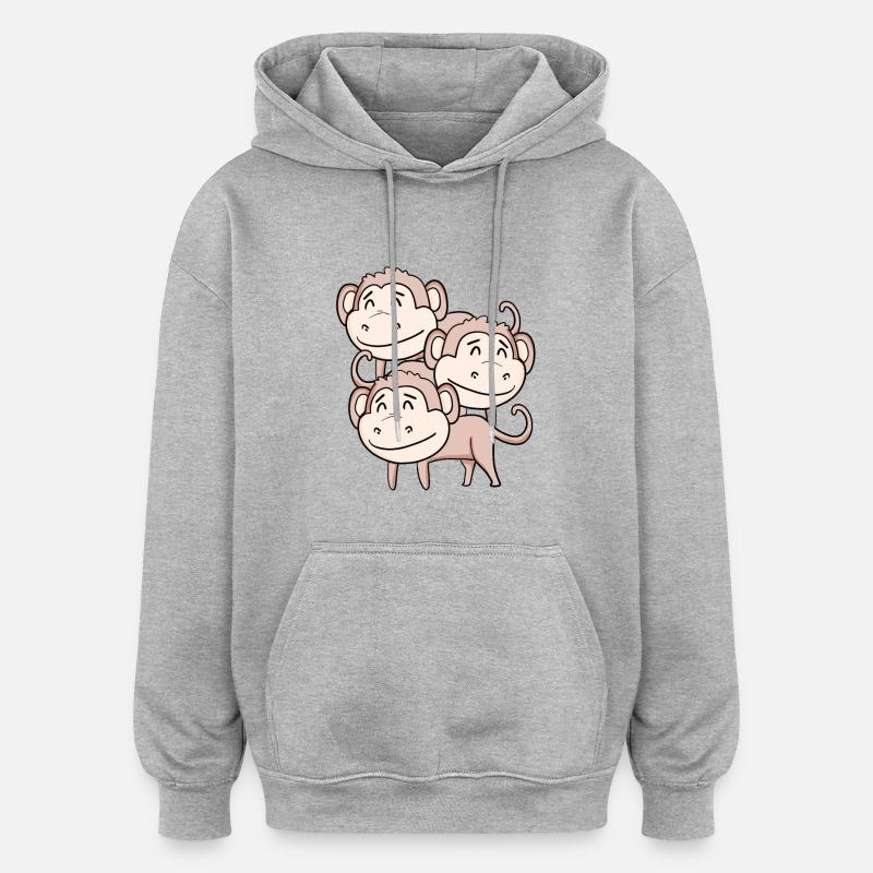 Cute Monkeys - Monkey - Oversized Unisex Hoodie - heather grey