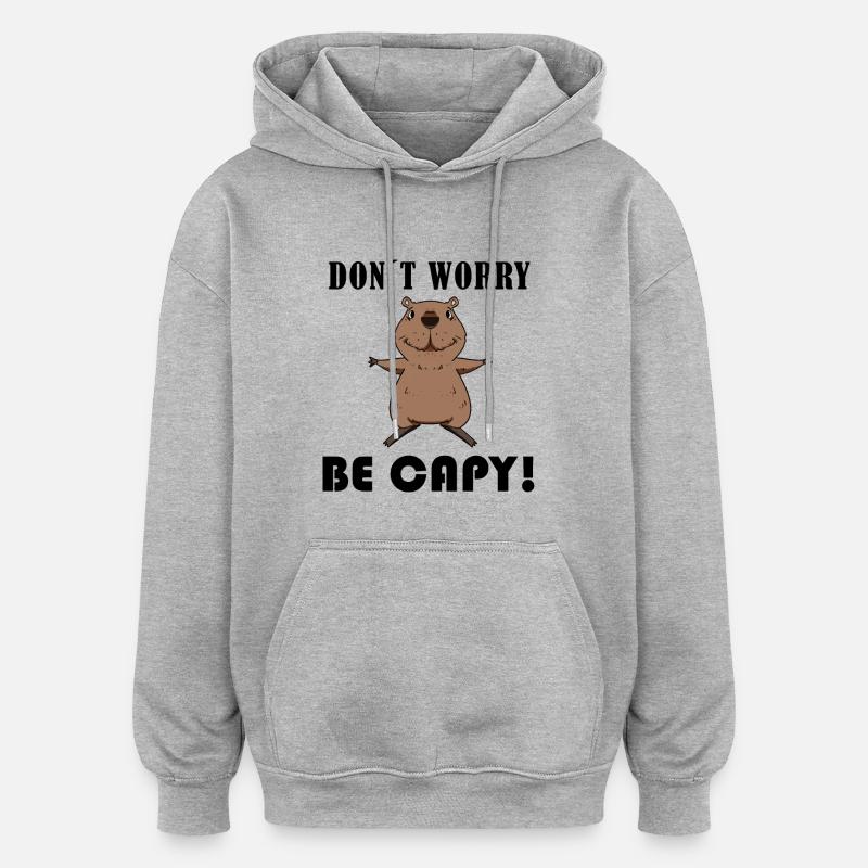 Capybara Capybara Cadeau - Sweat à capuche oversize unisexe - gris chiné