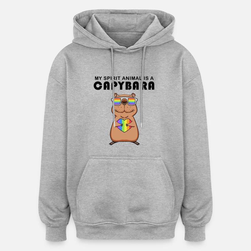 Capybara Wasserschwein Capybaras - Sweat à capuche oversize unisexe - gris chiné