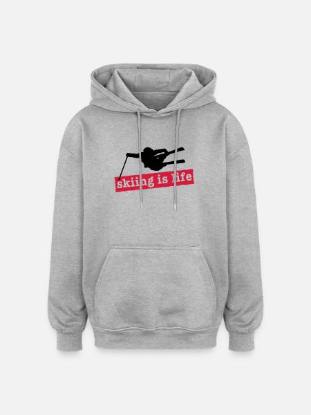 skiing is life i 2c - Oversized Unisex Hoodie - heather grey