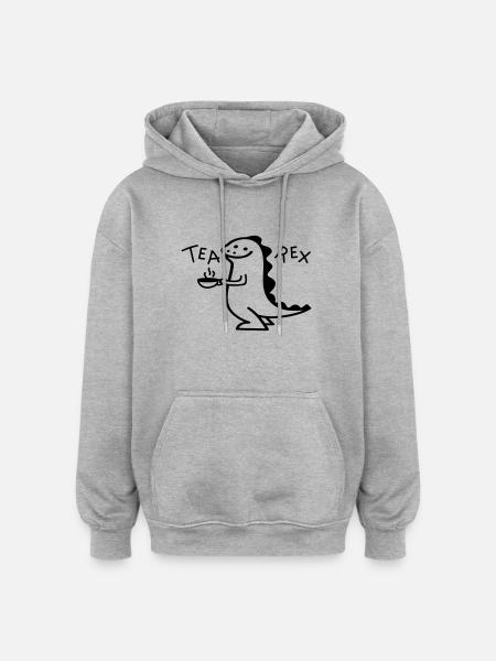 Dino as Tea Rex (b) - Oversized Unisex Hoodie - heather grey