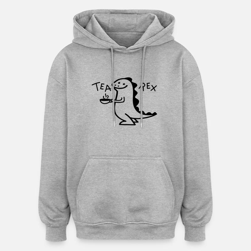 Dino comme thé Rex (b) - Sweat à capuche oversize unisexe - gris chiné