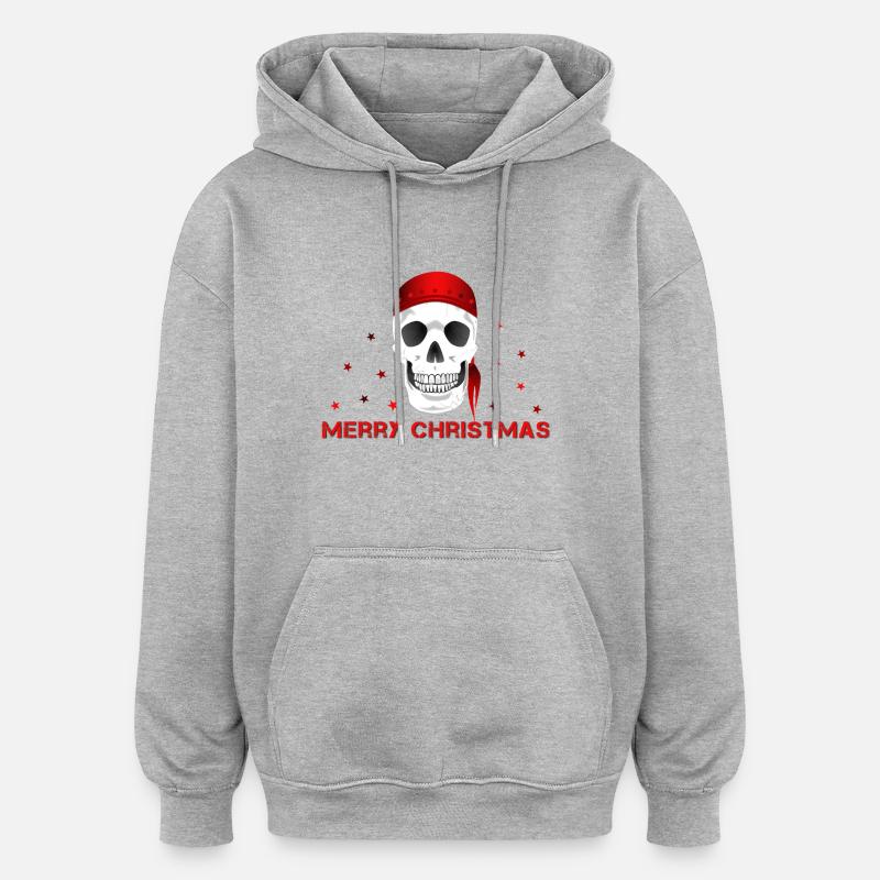 Crâne de joyeux Noël - Sweat à capuche oversize unisexe - gris chiné