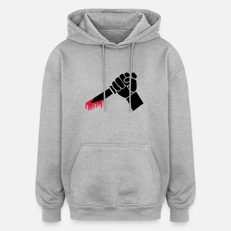 Couteau sanglant - Sweat à capuche oversize unisexe - gris chiné