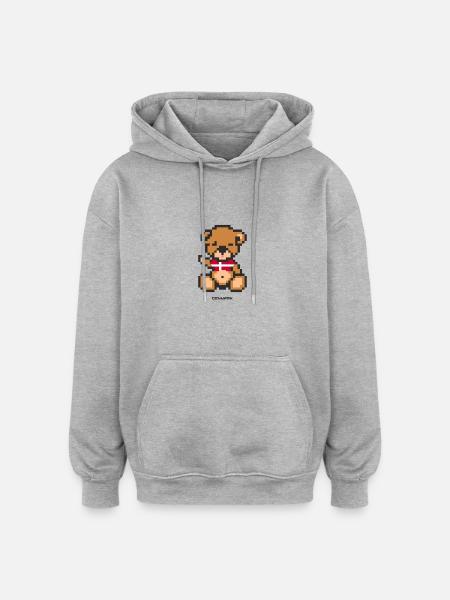 Pixel Bär Dänemark - Oversized Unisex Hoodie - Grau meliert
