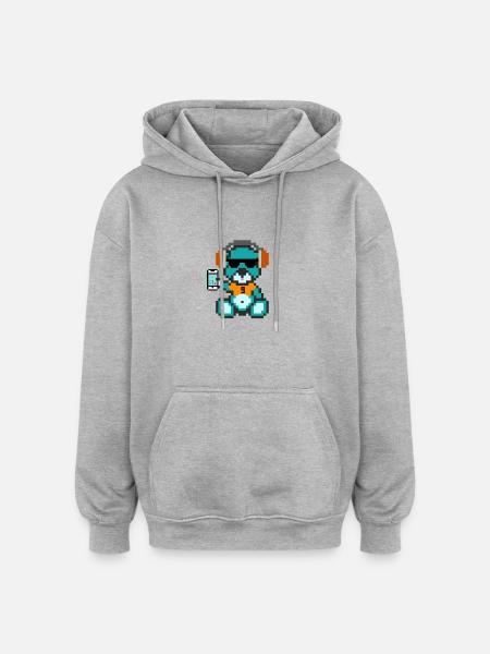 Pixel Bear Geek - Oversized Unisex Hoodie - heather grey