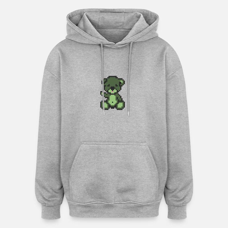 Pixel Bear Zombie - Sweat à capuche oversize unisexe - gris chiné