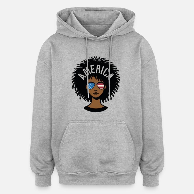 Amerika Afro - Oversized Unisex Hoodie - Grau meliert
