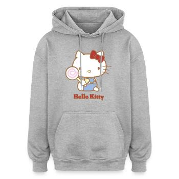 Hello Kitty Mit Einem Lollipop - Oversized Unisex Hoodie - Grau meliert - Vorne - Noah (186cm)