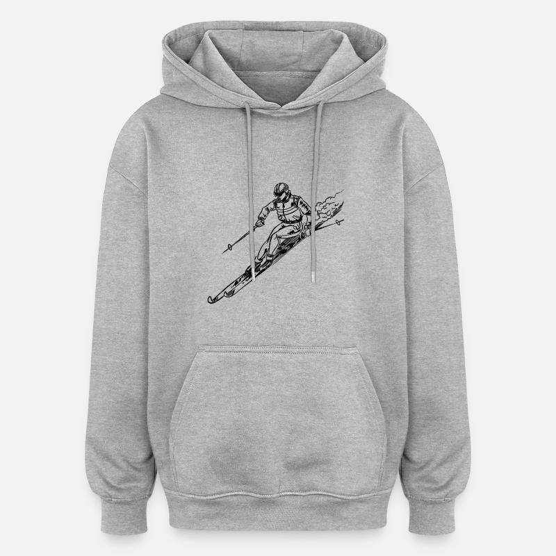 Ski - Sweat à capuche oversize unisexe - gris chiné