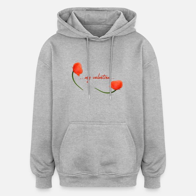 ma valentine Valentin - Sweat à capuche oversize unisexe - gris chiné