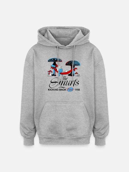 Smølfe retro design med sovende Smølf - Oversize unisex hoodie - grå meleret