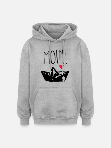 moin herz - Oversized Unisex Hoodie - Grau meliert
