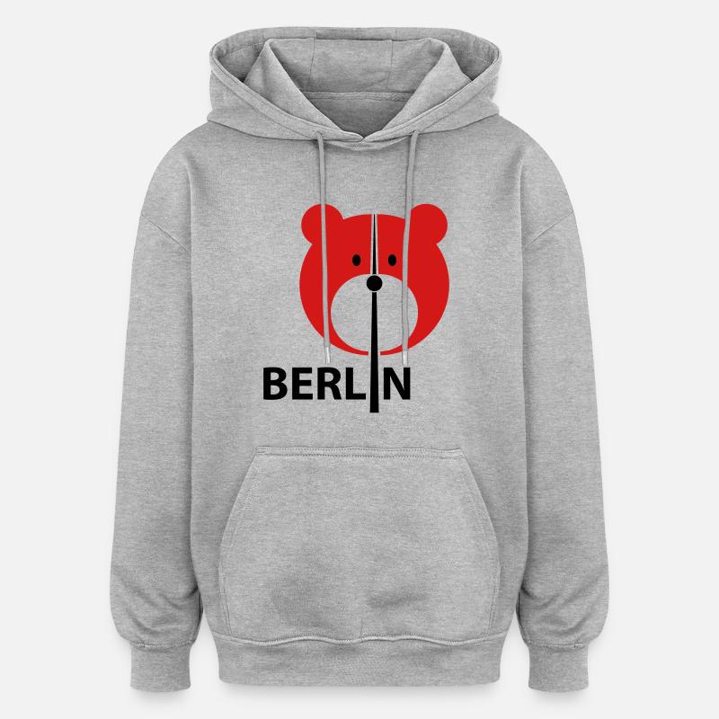 Berlin - Sweat à capuche oversize unisexe - gris chiné