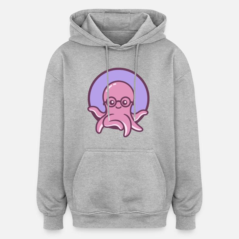Le Petit Octopus - Sweat à capuche oversize unisexe - gris chiné