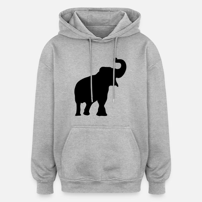 Elefanten Silhouette Schatten shadow3 - Oversized Unisex Hoodie - Grau meliert