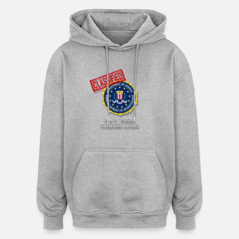 FBI - Sweat à capuche oversize unisexe - gris chiné