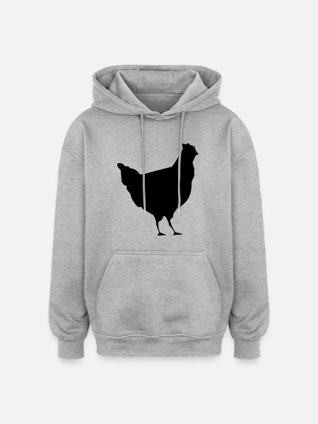 bird chicken farm hen - Oversized Unisex Hoodie - heather grey
