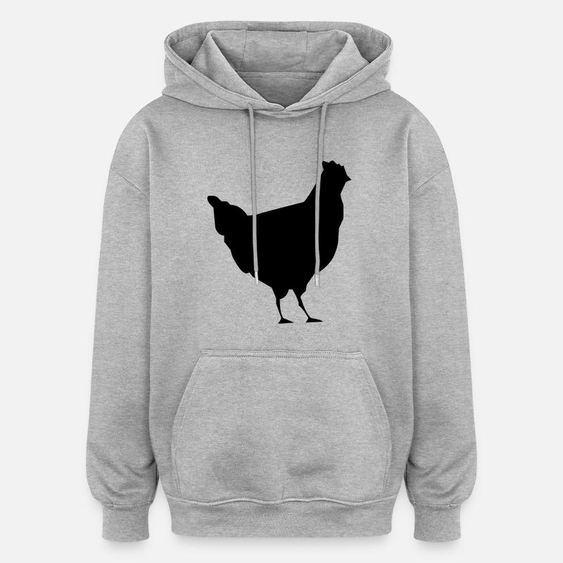 coq les poule poulet - Sweat à capuche oversize unisexe - gris chiné