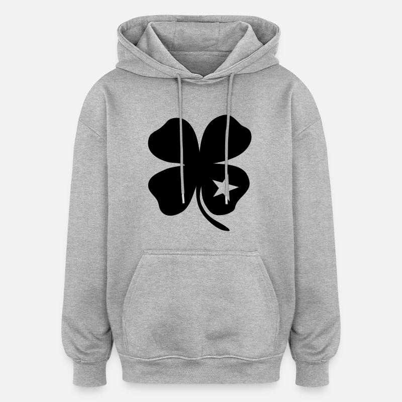 lucky clover leaf - Oversized Unisex Hoodie - heather grey