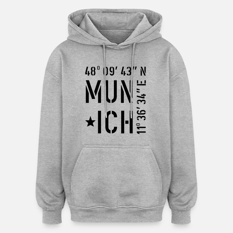 Munich - Sweat à capuche oversize unisexe - gris chiné