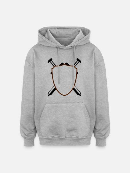 Wappen - Oversized Unisex Hoodie - Grau meliert