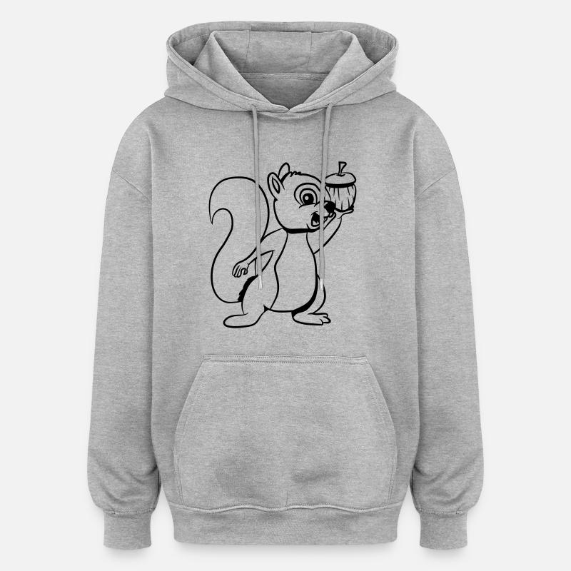 Squirrel feeding joy - Oversized Unisex Hoodie - heather grey