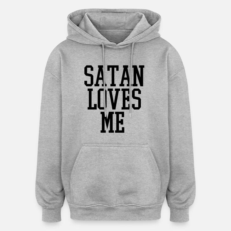 satan loves me - Oversized Unisex Hoodie - Grau meliert