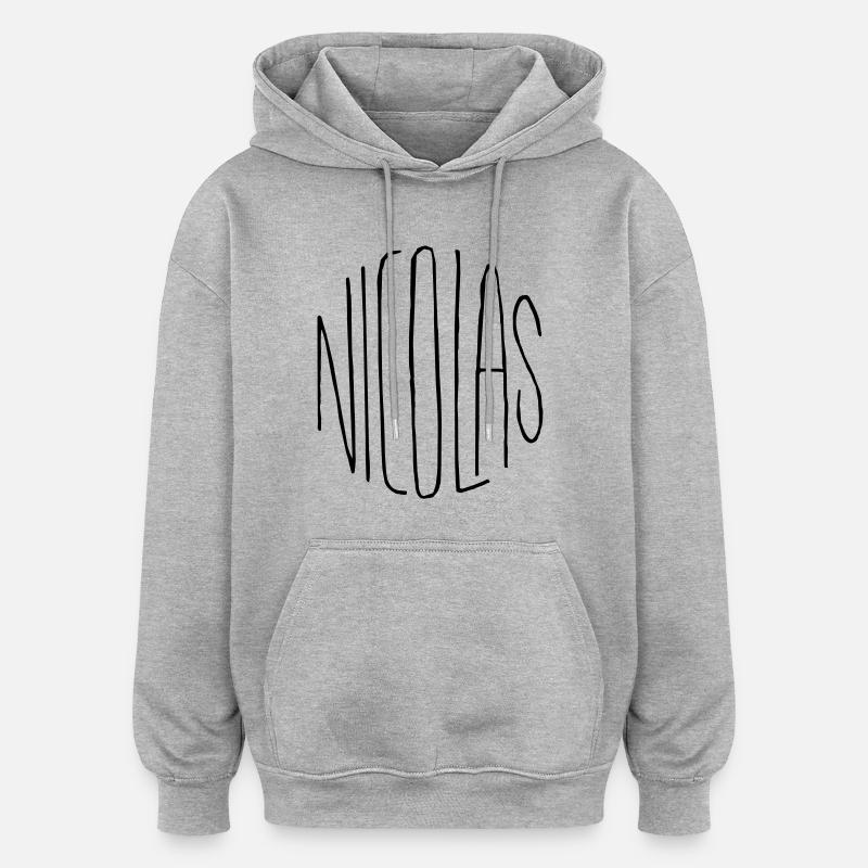 Cadeau Nicolas - Sweat à capuche oversize unisexe - gris chiné